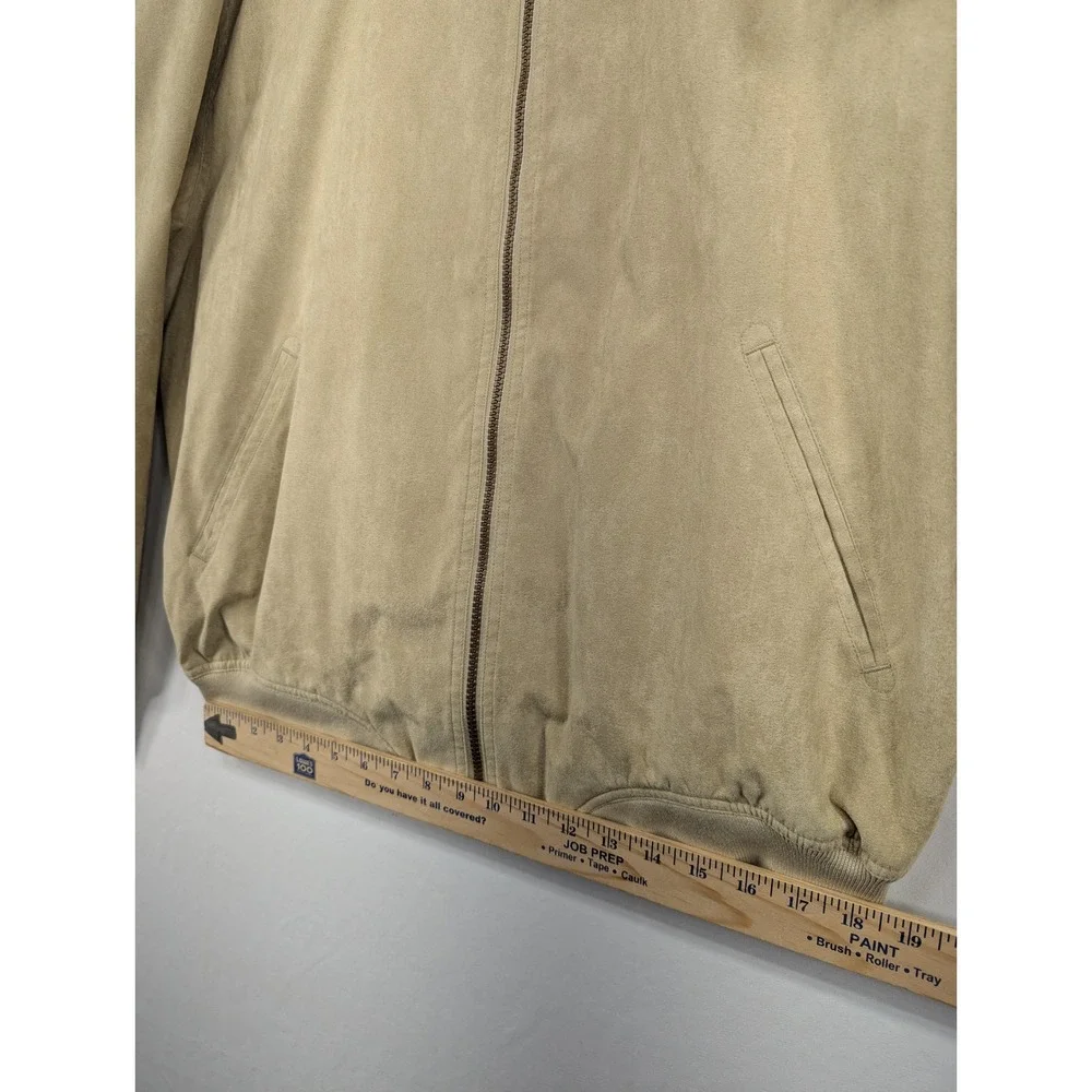 Winner Mate Tan Faux Suede Bomber Jacket Mens XL‎ Water Resistant Full Zip Beige